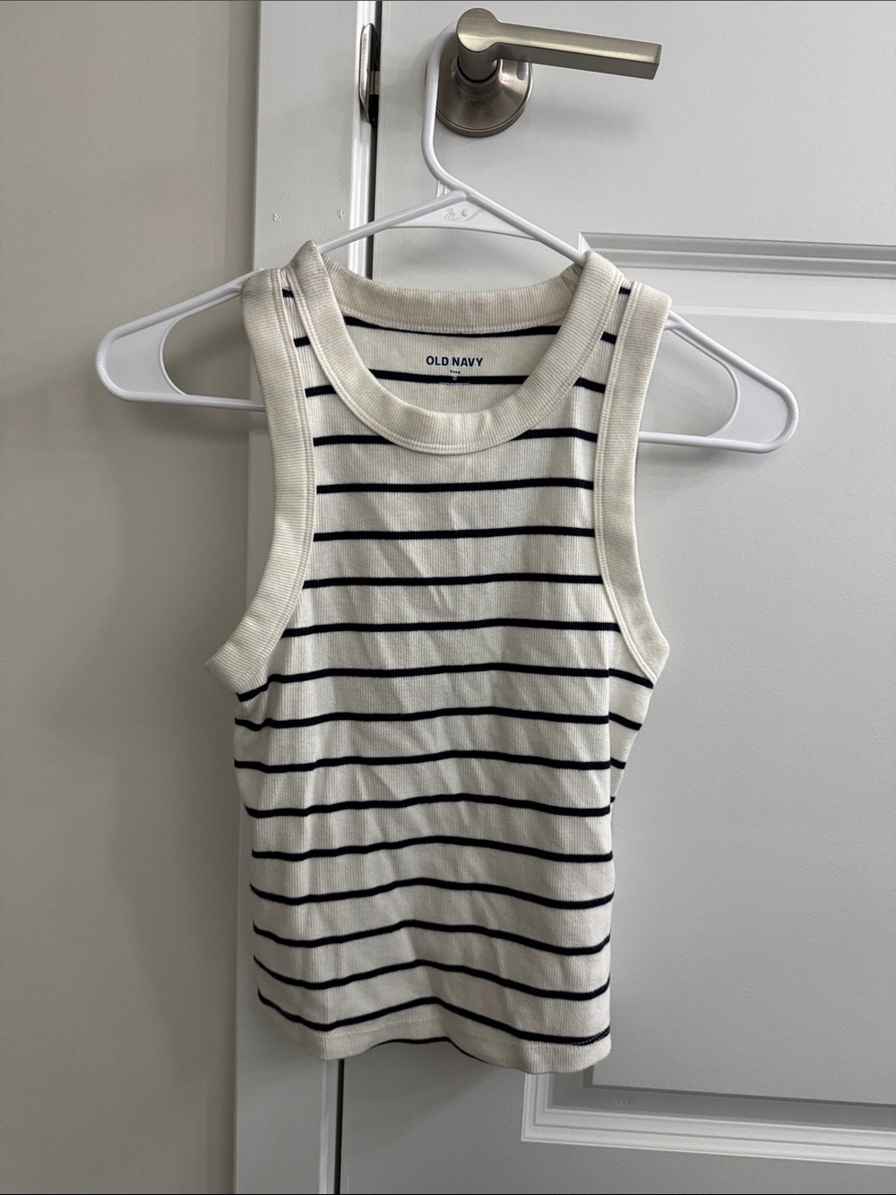Old Navy Cream and Black Striped Ribbed Tank